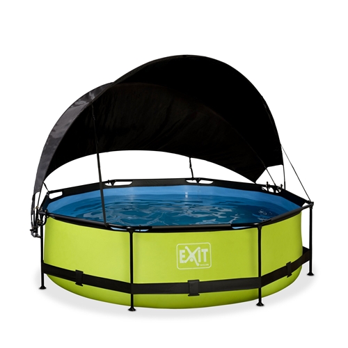 EXIT Havepool Ø 300x76 cm med canopy og filterpumpe–Lime