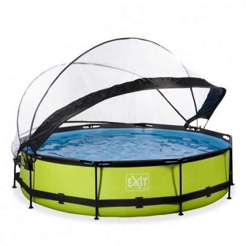 EXIT Havepool Ø 300x76 cm med Dome og filterpumpe–Lime