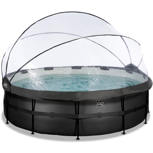 EXIT Havepool Ø 450x122 cm med DOME og sandfilterpumpe–BLACK Leather