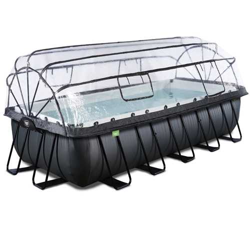 EXIT havepool 540x250x122 cm med DOME og filterpumpe-Black Leather