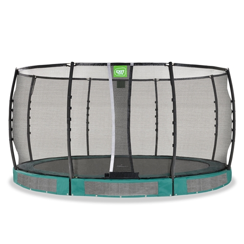 EXIT Allure Premium nedgravet trampolin ø427cm grøn + sikkerhedsnet