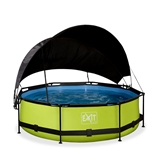 EXIT Havepool Ø 300x76 cm med canopy og filterpumpe–Lime