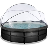 EXIT Havepool Ø 450x122 cm med DOME og sandfilterpumpe–BLACK Leather