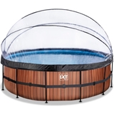 EXIT Havepool Ø 488x122 cm med DOME og sandfilterpumpe–WOOD