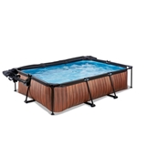 EXIT Havepool 300x200x65 cm med DOME, solskærm og filterpumpe–WOOD