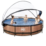 EXIT Havepool Ø 360x76 cm med DOME og filterpumpe–WOOD