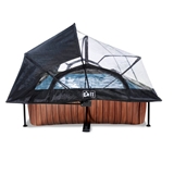 EXIT Havepool 300x200x65 cm med DOME, solskærm og filterpumpe–WOOD