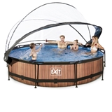 EXIT Havepool Ø 360x76 cm med DOME og filterpumpe–WOOD