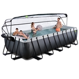 EXIT havepool 540x250x122 cm med DOME og filterpumpe-Black Leather