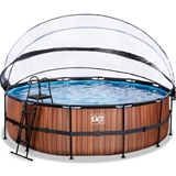 EXIT Havepool Ø 488x122 cm med DOME og sandfilterpumpe–WOOD