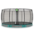 EXIT Allure Premium nedgravet trampolin ø427cm grøn + sikkerhedsnet
